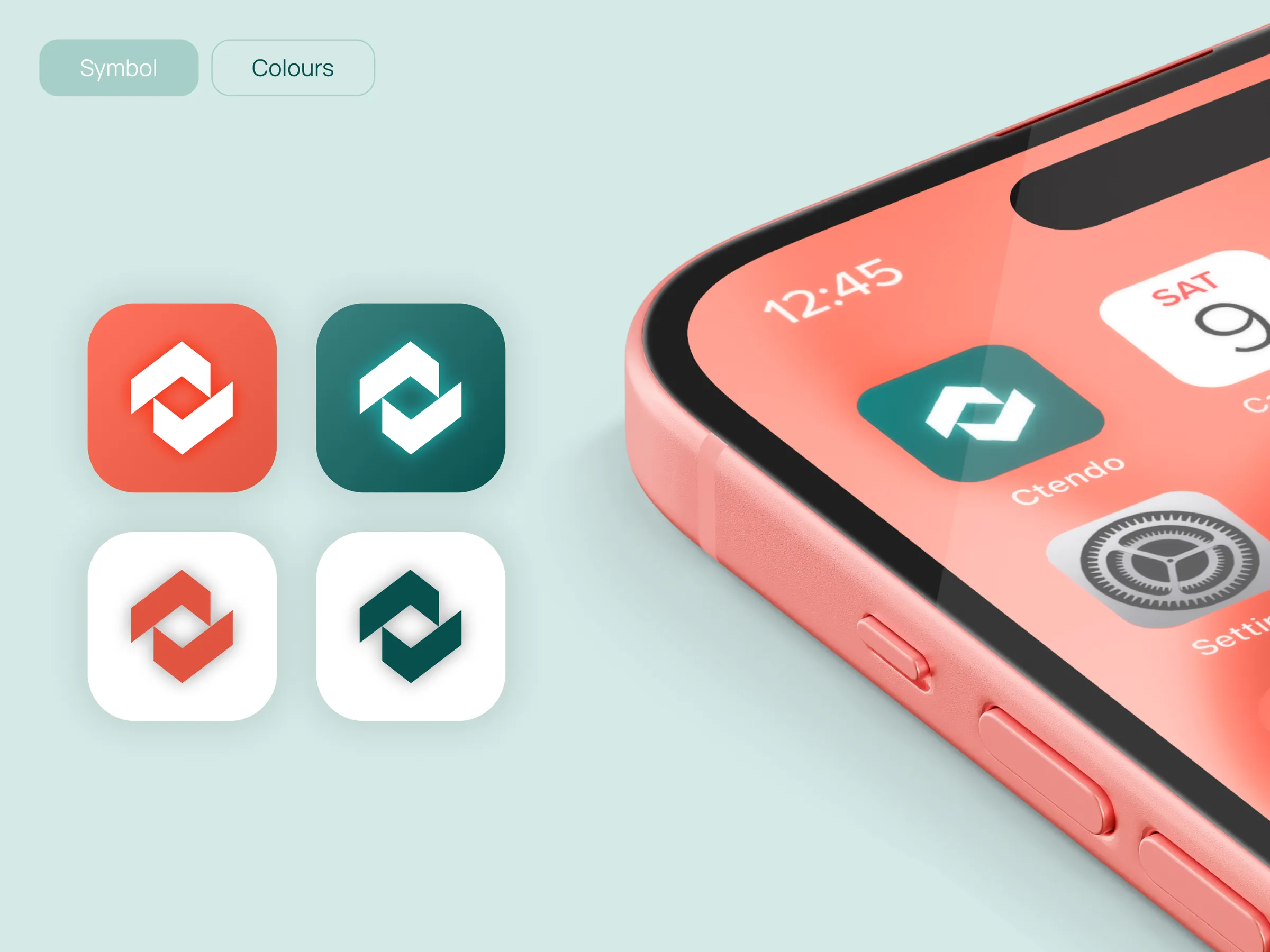 App icons · light & dark + iOS mockup